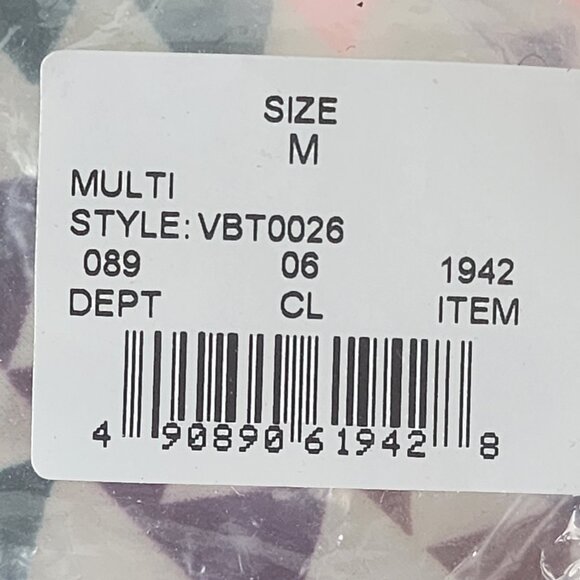 Vanilla/Beach Purple Multi Color Triangle Print Lined Nylon Span Bikini Top Sz M - Picture 16 of 16